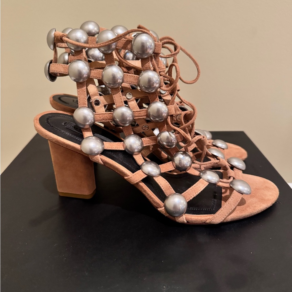 Elegant Silver and Tan Women's Heels